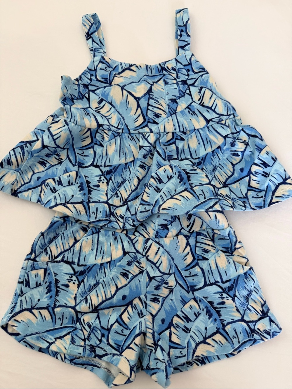 Janie and Jack Blue Leaf Print Two-Piece Set